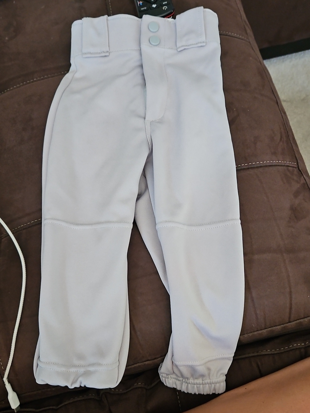 Kids Light Gray Athletic Pants with Elastic Ankles